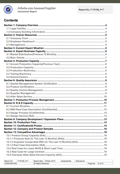 Assessment report conent